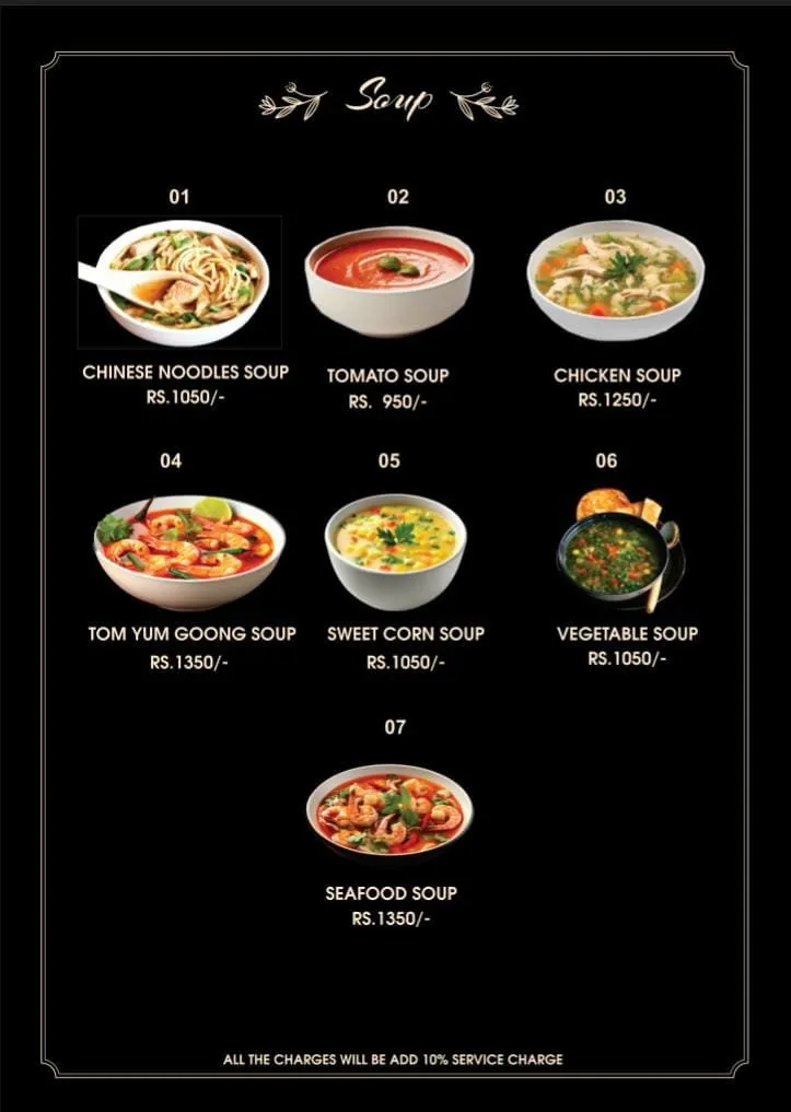 Restaurant Menu Page 1